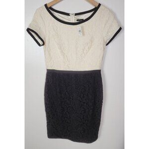 Ann Taylor Women's Sz. 2 Ivory & Black Lace Pencil Dress NWT